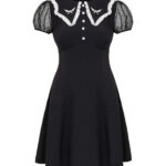 buffy white bat & lace black gothic mini dress by hell bunny