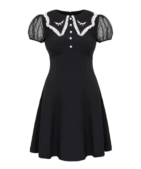 buffy white bat & lace black gothic mini dress by hell bunny