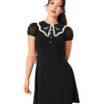 buffy white bat & lace black gothic mini dress by hell bunny
