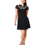buffy white bat & lace black gothic mini dress by hell bunny