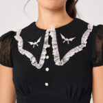 buffy white bat & lace black gothic mini dress by hell bunny