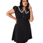 buffy white bat & lace black gothic mini dress by hell bunny