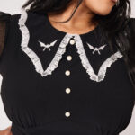 buffy white bat & lace black gothic mini dress by hell bunny