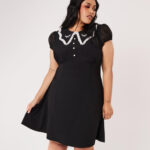 buffy white bat & lace black gothic mini dress by hell bunny