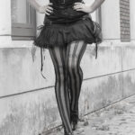 gothic black sheer stripe tights by pamela mann
