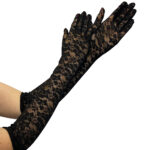 gothic black lace long opera gloves by pamela mann
