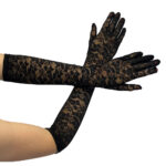 gothic black lace long opera gloves by pamela mann