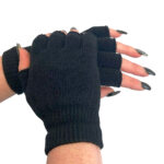 gothic black knitted fingerless gloves