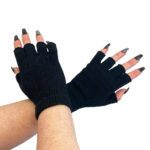 gothic black knitted fingerless gloves