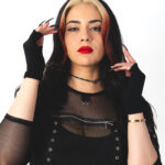 gothic black knitted fingerless gloves