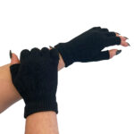 gothic black knitted fingerless gloves