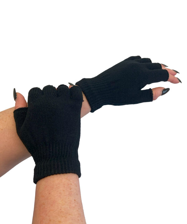 gothic black knitted fingerless gloves