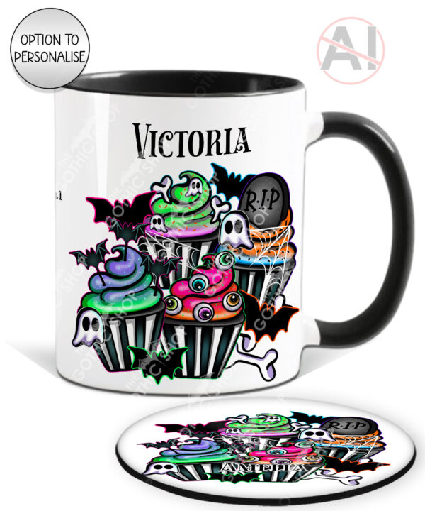 20678 spooky cupcakes gothic mug coaster