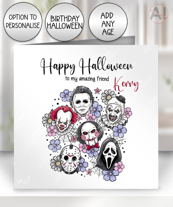 20691 horror movie characters halloween card 1
