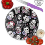 20696 horror movie characters halloween chopping board 2