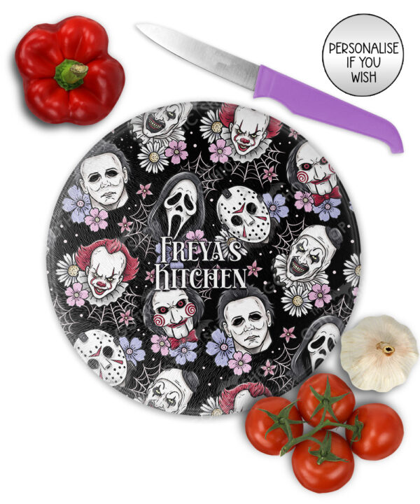 20696 horror movie characters halloween chopping board 2