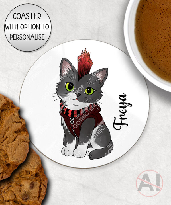20706 punk gothic cat coaster 1