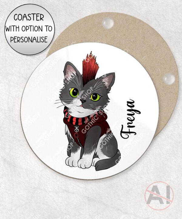 20706 punk gothic cat coaster 2