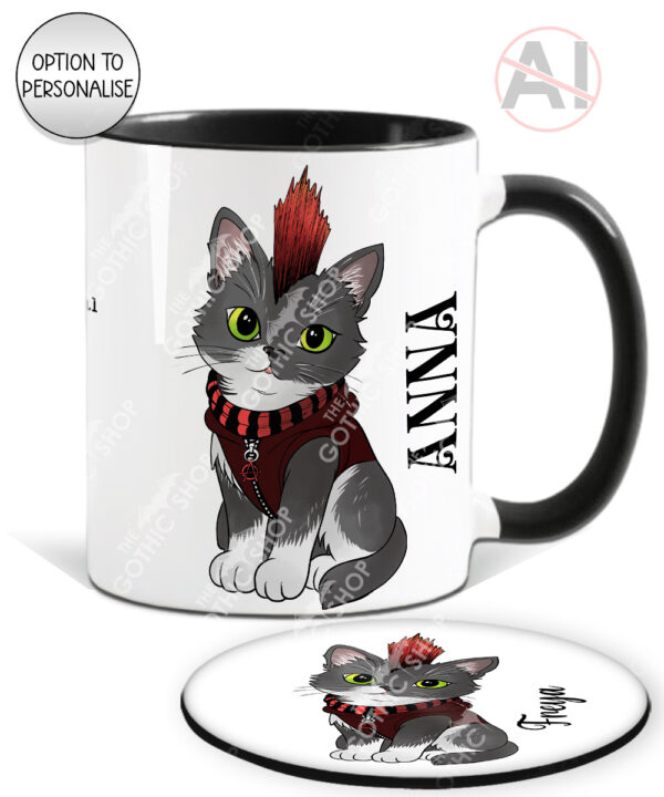 20706 punk gothic cat mug coaster