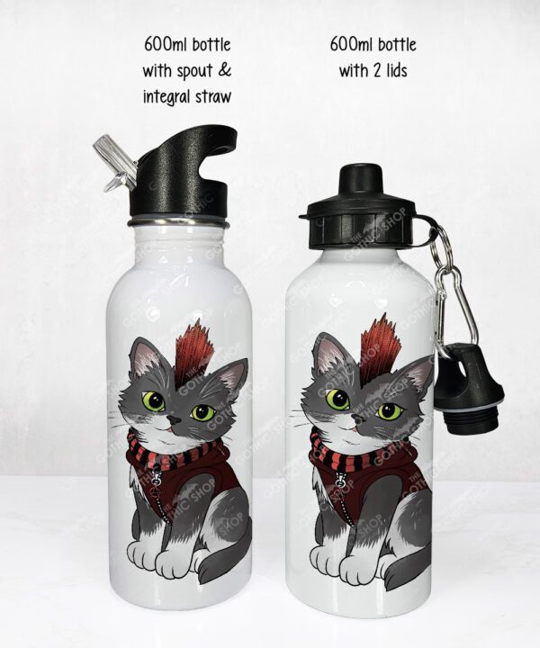 20708 punk gothic cat water bottle 3