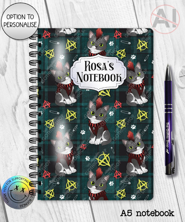 20709 punk gothic cat notebook 2