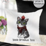 20711 punk gothic cat cushion 1
