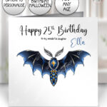 witching hour bat moth gothic birthday or halloween card option to personalise
