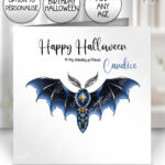 witching hour bat moth gothic birthday or halloween card option to personalise