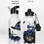 witching hour celestial witch cauldron gothic water bottle option to personalise