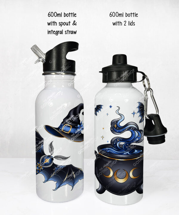 witching hour celestial witch cauldron gothic water bottle option to personalise