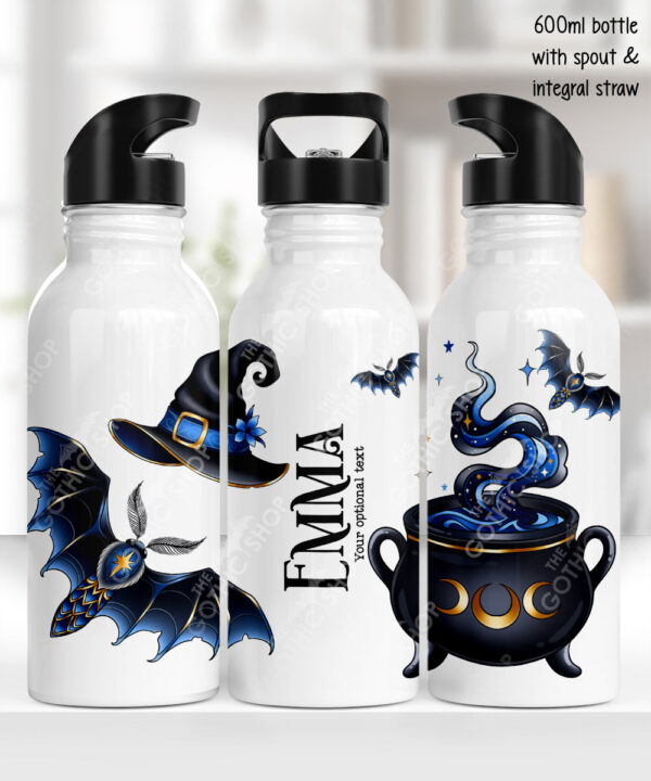 witching hour celestial witch cauldron gothic water bottle option to personalise