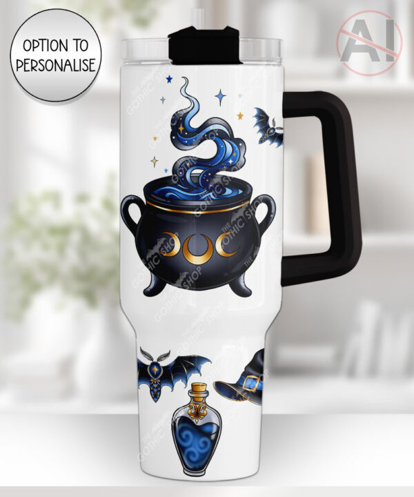 witching hour celestial witch cauldron gothic large 40oz tumbler with handle option to personalise