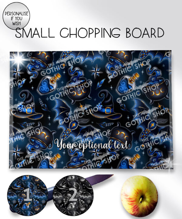 witching hour celestial witch cauldron gothic glass chopping board option to personalise