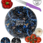 witching hour celestial witch cauldron gothic glass chopping board option to personalise