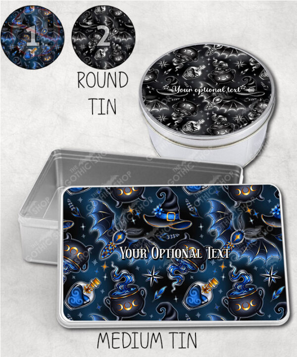 witching hour celestial witch cauldron gothic storage tin option to personalise