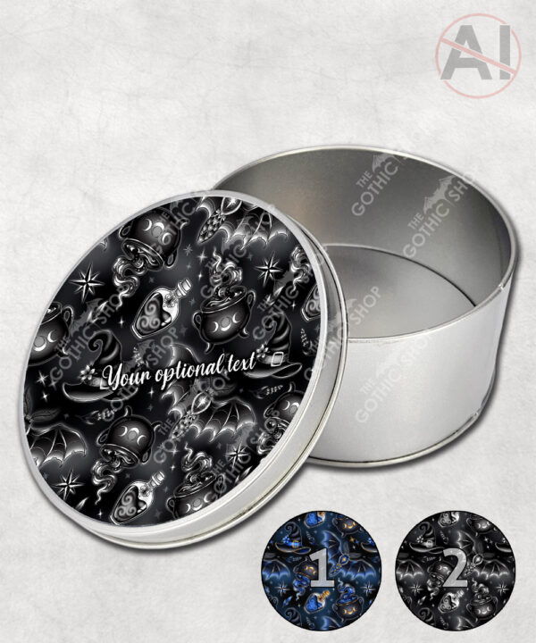 witching hour celestial witch cauldron gothic storage tin option to personalise