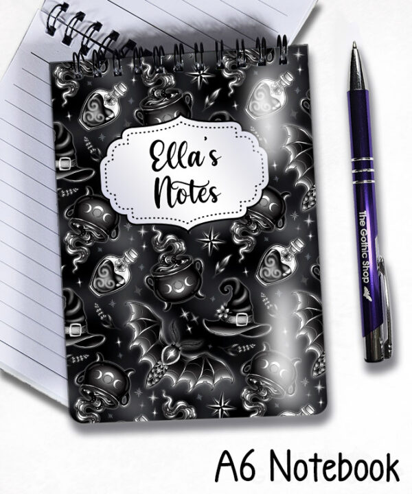 witching hour celestial witch cauldron gothic notebook journal option to personalise