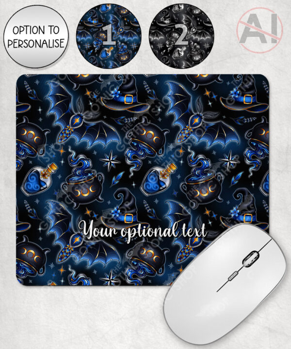 witching hour celestial witch cauldron gothic mouse mat option to personalise