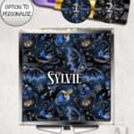 witching hour celestial witch cauldron gothic compact mirror option to personalise