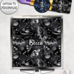 witching hour celestial witch cauldron gothic compact mirror option to personalise