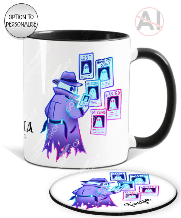 spooky ghost detective mug and/or coaster optional to personalise