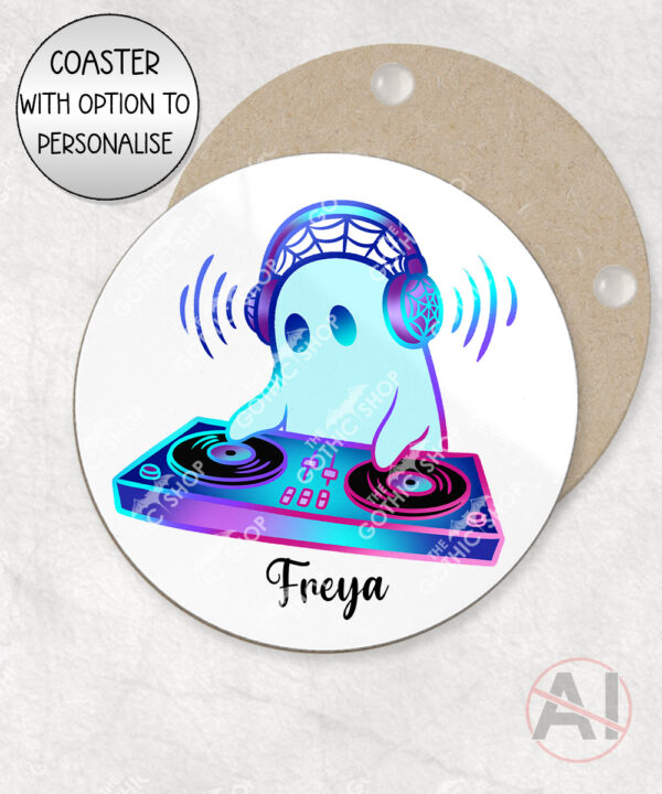 spooky ghost dj mug and/or coaster optional to personalise