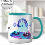 spooky ghost dj mug and/or coaster optional to personalise