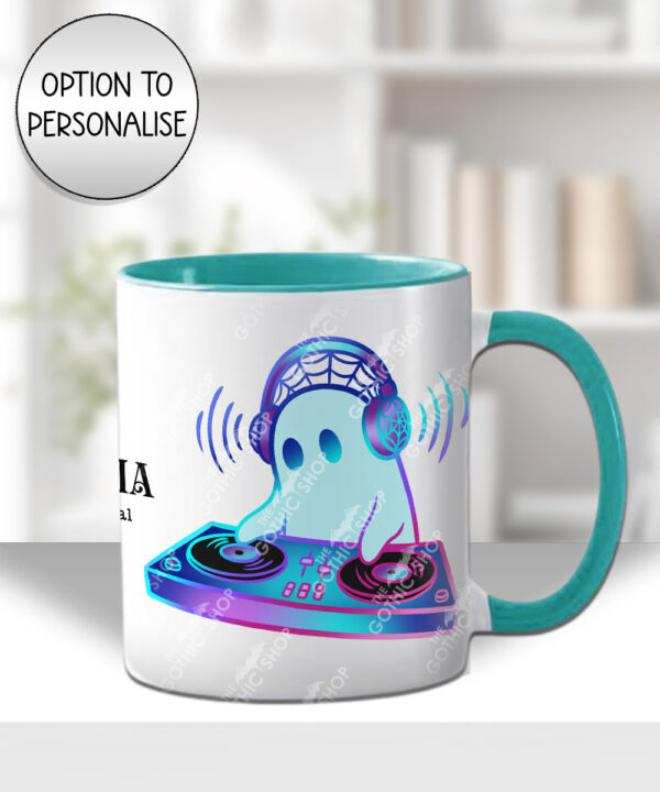 spooky ghost dj mug and/or coaster optional to personalise