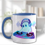spooky ghost dj mug and/or coaster optional to personalise