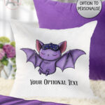 gothic dreamy sleeping baby bat on moon velvet cushion option to personalise (copy)