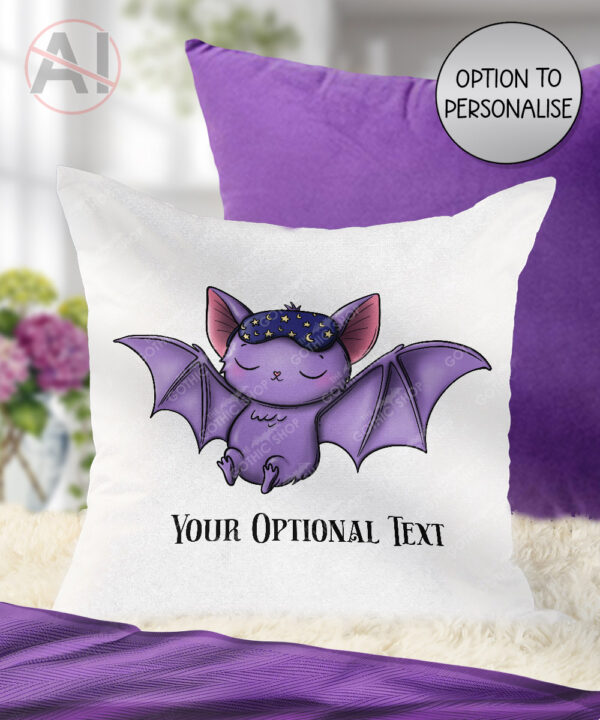 gothic dreamy sleeping baby bat on moon velvet cushion option to personalise (copy)