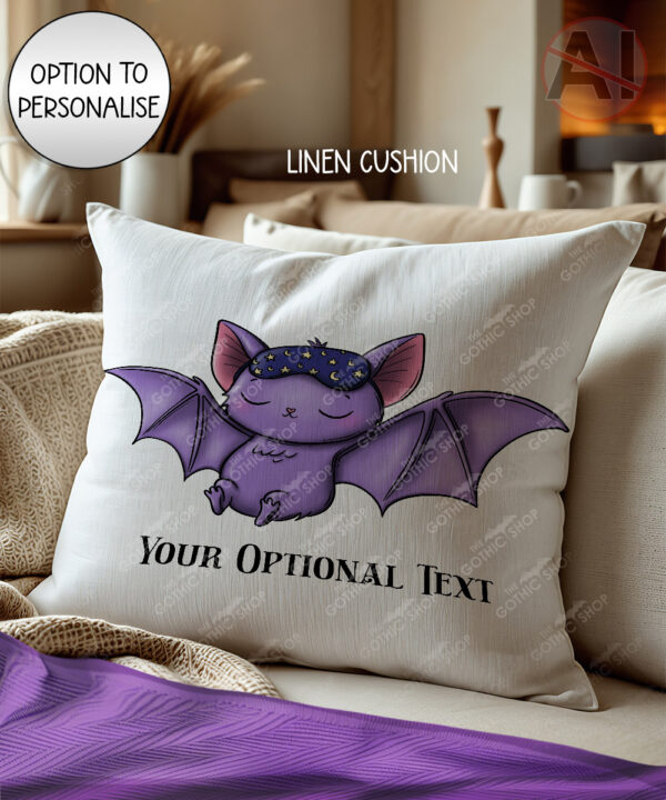 gothic dreamy sleeping baby bat on moon velvet cushion option to personalise (copy)