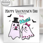 cute gothic ghost couple anniversary valentines wedding card option to personalise