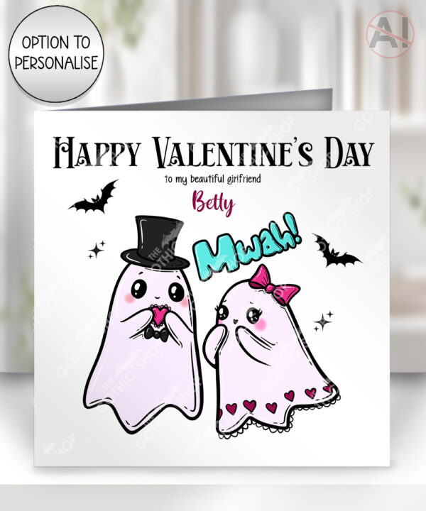 cute gothic ghost couple anniversary valentines wedding card option to personalise